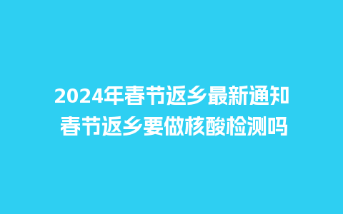 2024年春节返乡最新通知 春节返乡要做核酸检测吗