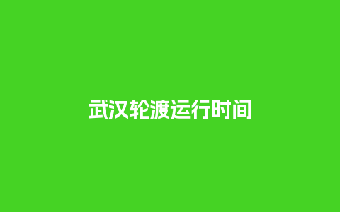 武汉轮渡运行时间