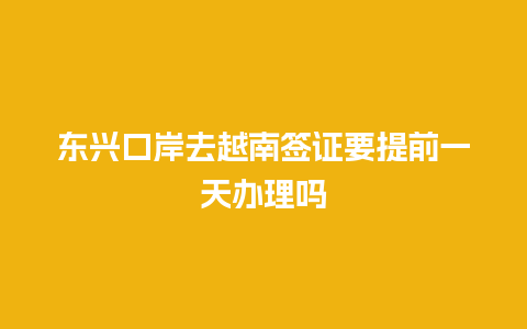 东兴口岸去越南签证要提前一天办理吗