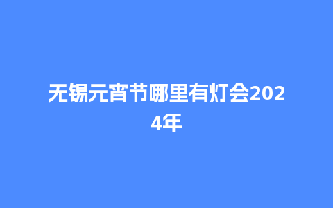 无锡元宵节哪里有灯会2024年