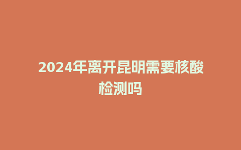 2024年离开昆明需要核酸检测吗