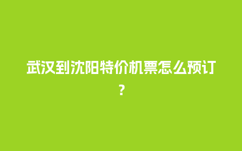 武汉到沈阳特价机票怎么预订？