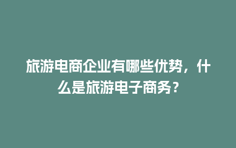 旅游电商企业有哪些优势，什么是旅游电子商务？