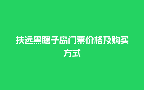 扶远黑瞎子岛门票价格及购买方式