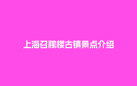 上海召稼楼古镇景点介绍