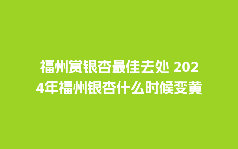 福州赏银杏最佳去处 2024年福州银杏什么时候变黄