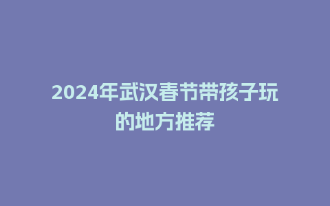 2024年武汉春节带孩子玩的地方推荐