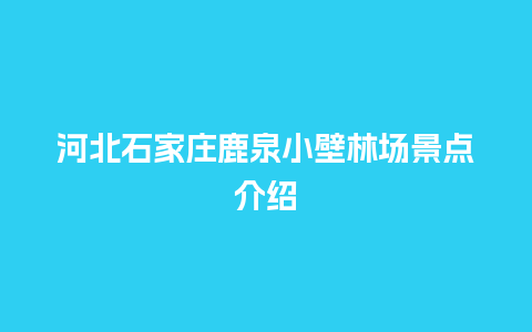 河北石家庄鹿泉小壁林场景点介绍