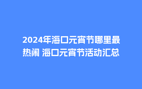 2024年海口元宵节哪里最热闹 海口元宵节活动汇总