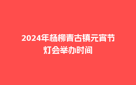 2024年杨柳青古镇元宵节灯会举办时间