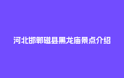 河北邯郸磁县黑龙庙景点介绍