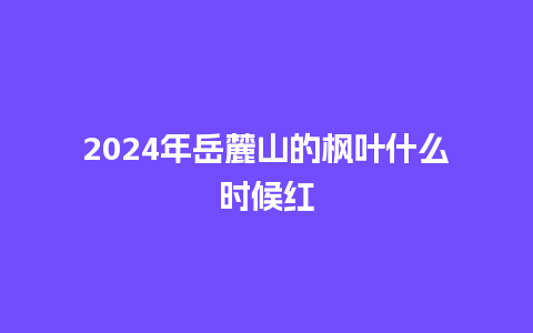 2024年岳麓山的枫叶什么时候红