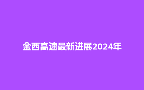 金西高速最新进展2024年