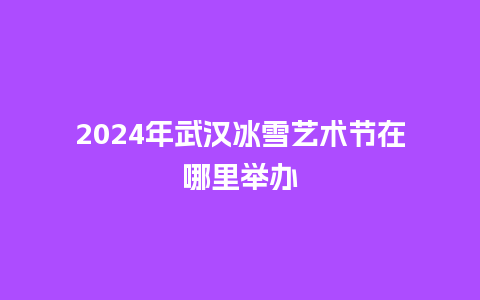 2024年武汉冰雪艺术节在哪里举办