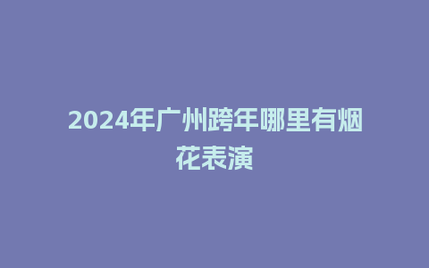 2024年广州跨年哪里有烟花表演