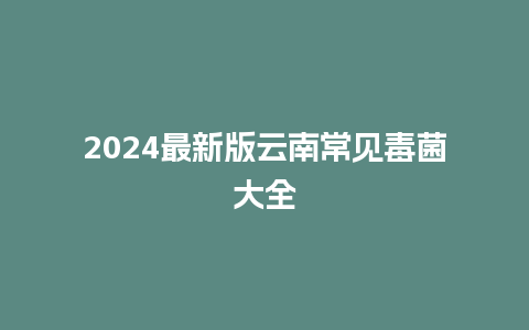 2024最新版云南常见毒菌大全