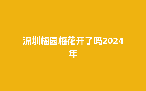 深圳梅园梅花开了吗2024年