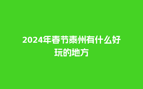 2024年春节泰州有什么好玩的地方