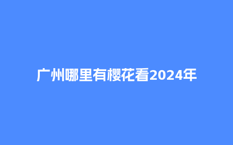 广州哪里有樱花看2024年