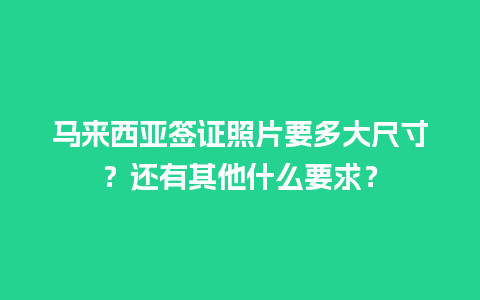 马来西亚签证照片要多大尺寸？还有其他什么要求？