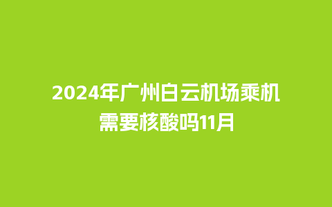 2024年广州白云机场乘机需要核酸吗11月