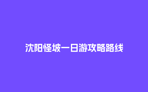 沈阳怪坡一日游攻略路线