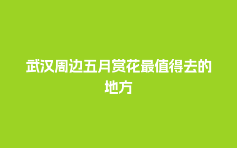 武汉周边五月赏花最值得去的地方