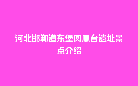 河北邯郸道东堡凤凰台遗址景点介绍