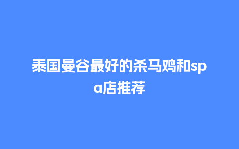 泰国曼谷最好的杀马鸡和spa店推荐