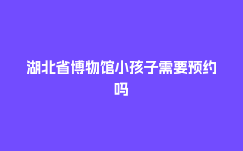 湖北省博物馆小孩子需要预约吗