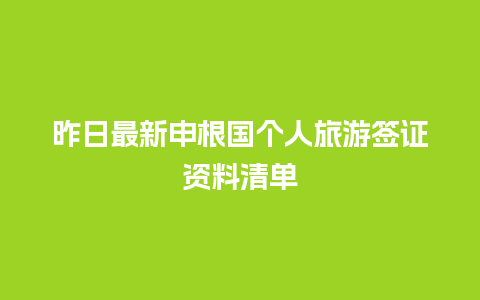 昨日最新申根国个人旅游签证资料清单