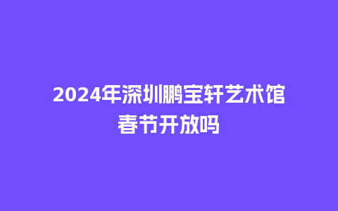 2024年深圳鹏宝轩艺术馆春节开放吗