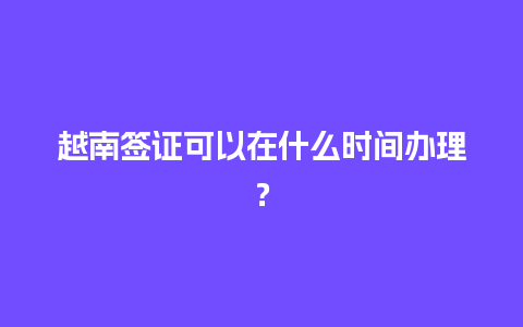 越南签证可以在什么时间办理？