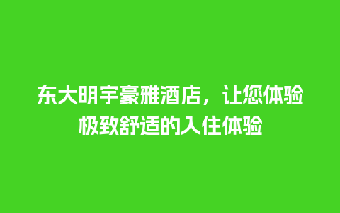 东大明宇豪雅酒店，让您体验极致舒适的入住体验