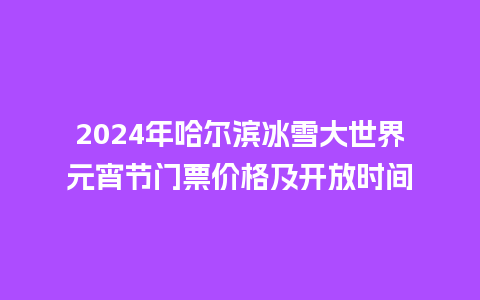 2024年哈尔滨冰雪大世界元宵节门票价格及开放时间