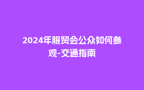 2024年服贸会公众如何参观-交通指南