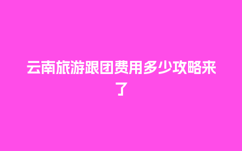 云南旅游跟团费用多少攻略来了