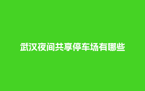 武汉夜间共享停车场有哪些