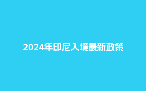 2024年印尼入境最新政策