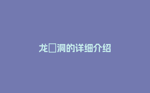 龙硿洞的详细介绍