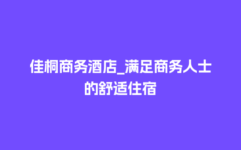 佳桐商务酒店_满足商务人士的舒适住宿