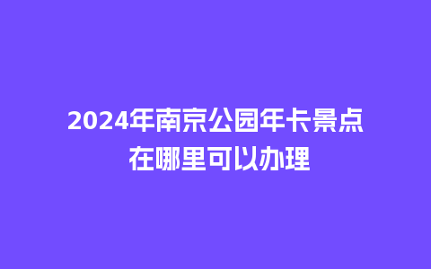 2024年南京公园年卡景点 在哪里可以办理