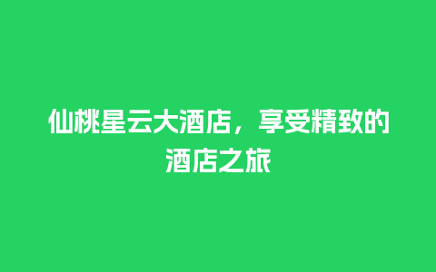 仙桃星云大酒店，享受精致的酒店之旅