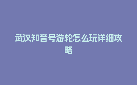 武汉知音号游轮怎么玩详细攻略