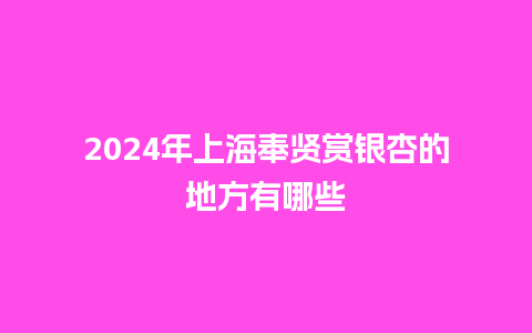 2024年上海奉贤赏银杏的地方有哪些