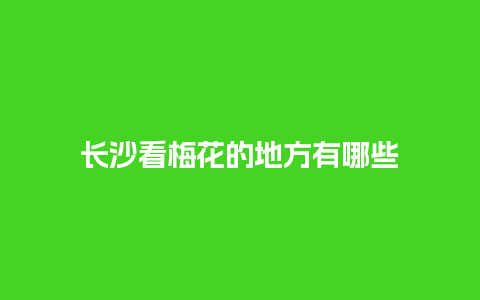 长沙看梅花的地方有哪些