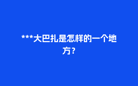 ***大巴扎是怎样的一个地方？