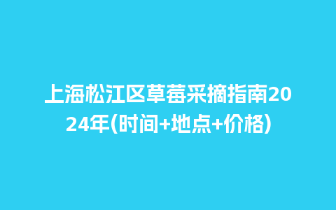 上海松江区草莓采摘指南2024年(时间+地点+价格)