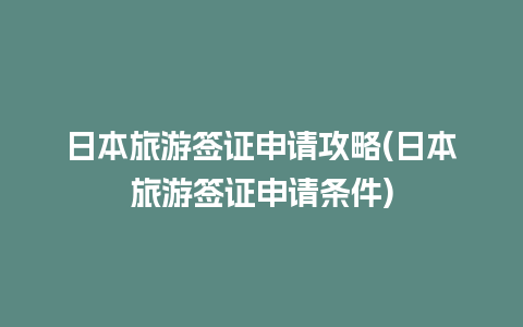 日本旅游签证申请攻略(日本旅游签证申请条件)