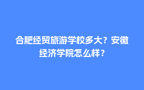 合肥经贸旅游学校多大？安徽经济学院怎么样？